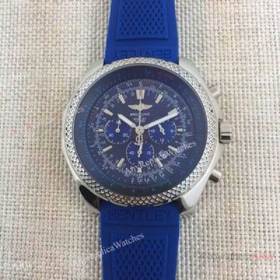 Replica Breitling Bentley Motors Stainless Steel Blue Face Rubber Band Wrist Watch